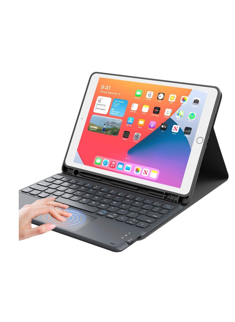 iPad 7th 8th 9th Generation Case with Keyboard Trackpad 10.2 10.5 Inch iPad Air Gen 3 Case iPad Pro 10.5 A Smart Combo Touch Pad Keyboard and Pencil Holder Folio Book 7 8 9 iPad Black