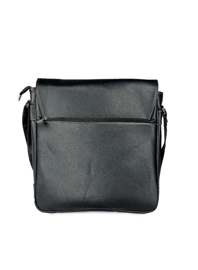 FLOUrish Messenger Laptop Bag Faux Leater Unisex Laptop Bag, Black - Image 2