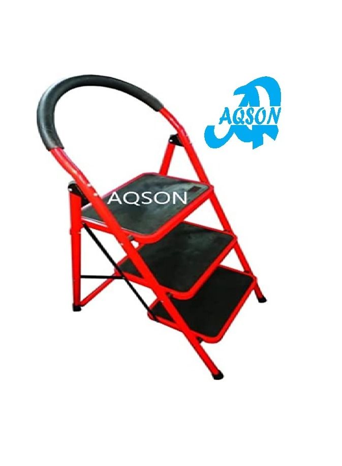 AQSON 3 Steps Folding Steel Ladder - Image 1