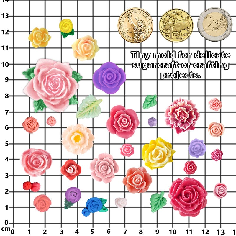 Funshowcase 32 Cavity Roses Flower Fondant Candy Silicone Mold for Sugarcraft Cake Decoration, Cupcake Topper, Polymer Clay, Soap Wax Making, Resin Jewelry Casting Crafting Projects - Image 4