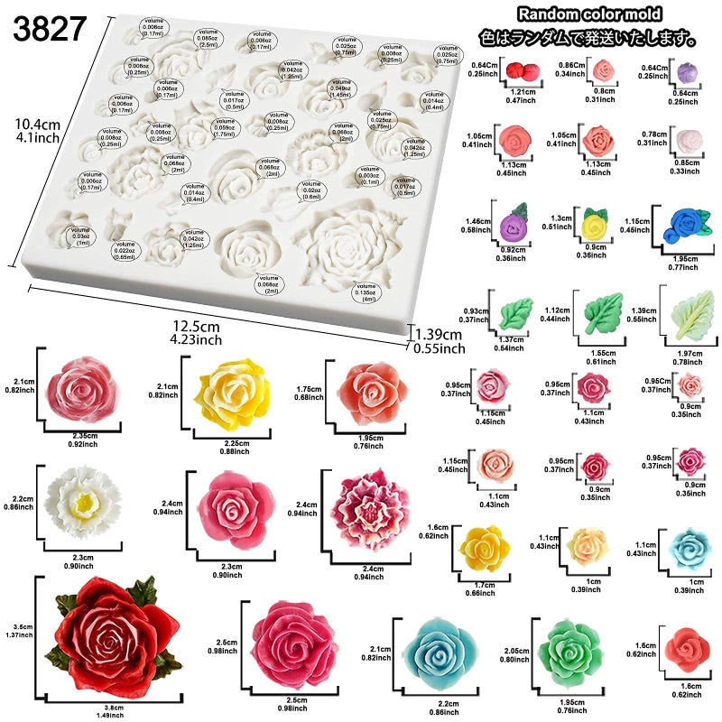 Funshowcase 32 Cavity Roses Flower Fondant Candy Silicone Mold for Sugarcraft Cake Decoration, Cupcake Topper, Polymer Clay, Soap Wax Making, Resin Jewelry Casting Crafting Projects - Image 2