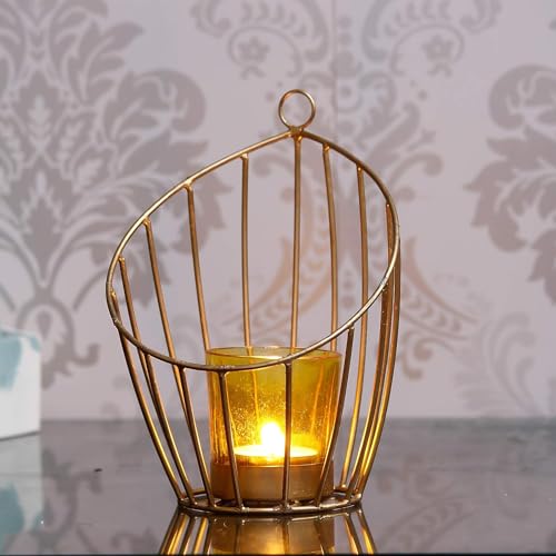 Webelkart Gold Plated Colour tealight Candle Holder with Flower Vine- Diwali Candle Holder- Diwali Decorations Items for Home Decor (Designs-2) - Image 1