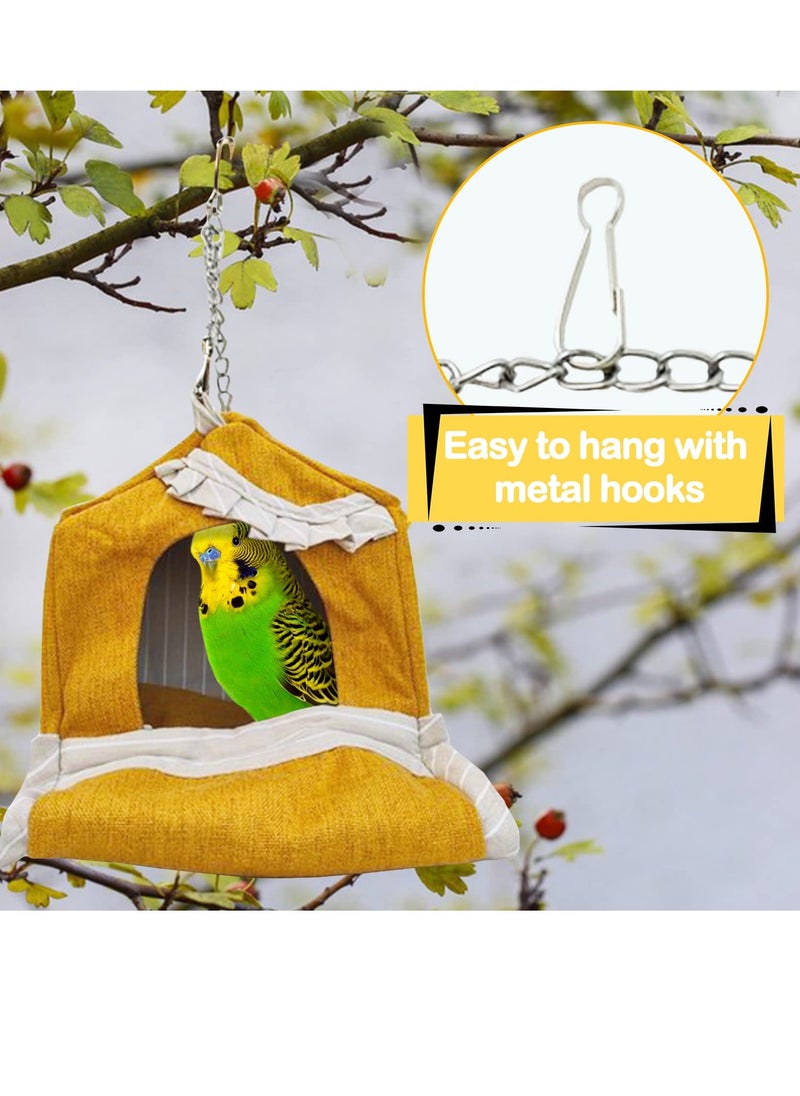SYOSI Bird Nest House for Cozy Cotton, Parrot Hanging Hammock Bed, Winter Warm Bird Nest - Breathable Tent Hideaway Snuggle Hut for Lovebird Cockatiels Budgies Cockatoo Conure Hamster Yellow  - Image 2