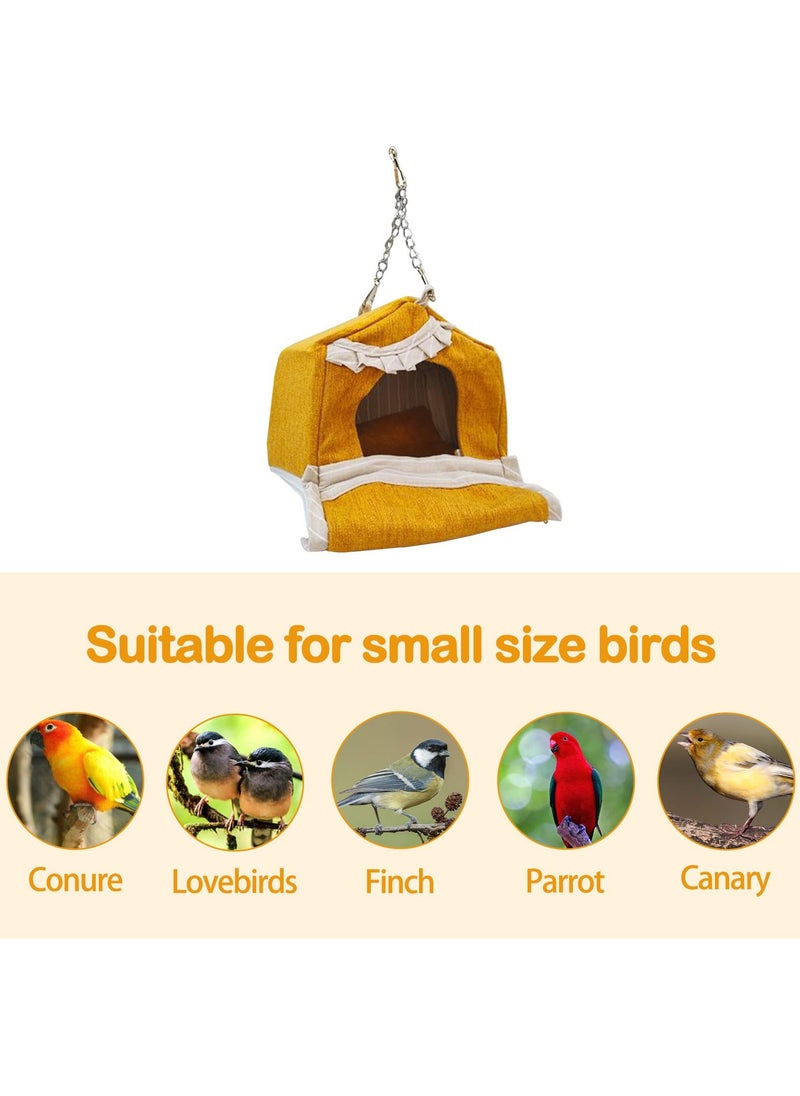 Bird Nest House for Cozy Cotton, Parrot Hanging Hammock Bed, Winter Warm Bird Nest - Breathable Tent Hideaway Snuggle Hut for Lovebird Cockatiels Budgies Cockatoo Conure Hamster Yellow