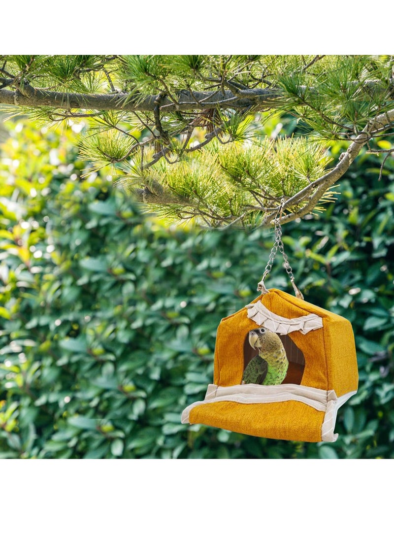 SYOSI Bird Nest House for Cozy Cotton, Parrot Hanging Hammock Bed, Winter Warm Bird Nest - Breathable Tent Hideaway Snuggle Hut for Lovebird Cockatiels Budgies Cockatoo Conure Hamster Yellow  - Image 5