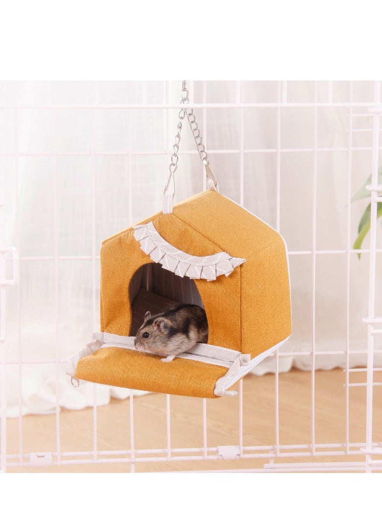 Bird Nest House for Cozy Cotton, Parrot Hanging Hammock Bed, Winter Warm Bird Nest - Breathable Tent Hideaway Snuggle Hut for Lovebird Cockatiels Budgies Cockatoo Conure Hamster Yellow