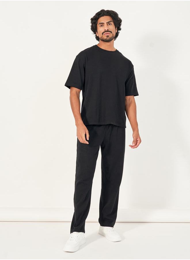 Styli - Back Print Oversized T-Shirt & Open Hem Interlock Joggers Co-Ords - Image 1