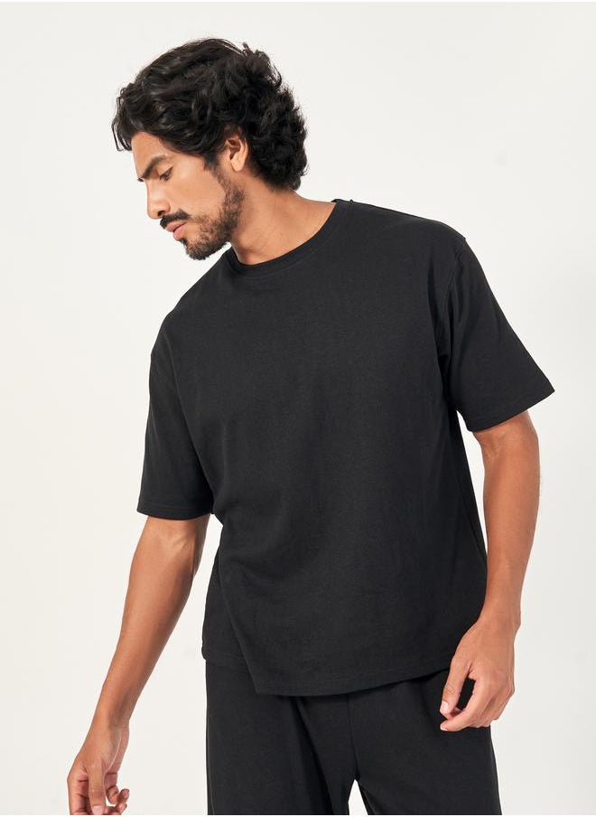 Styli - Back Print Oversized T-Shirt & Open Hem Interlock Joggers Co-Ords - Image 1