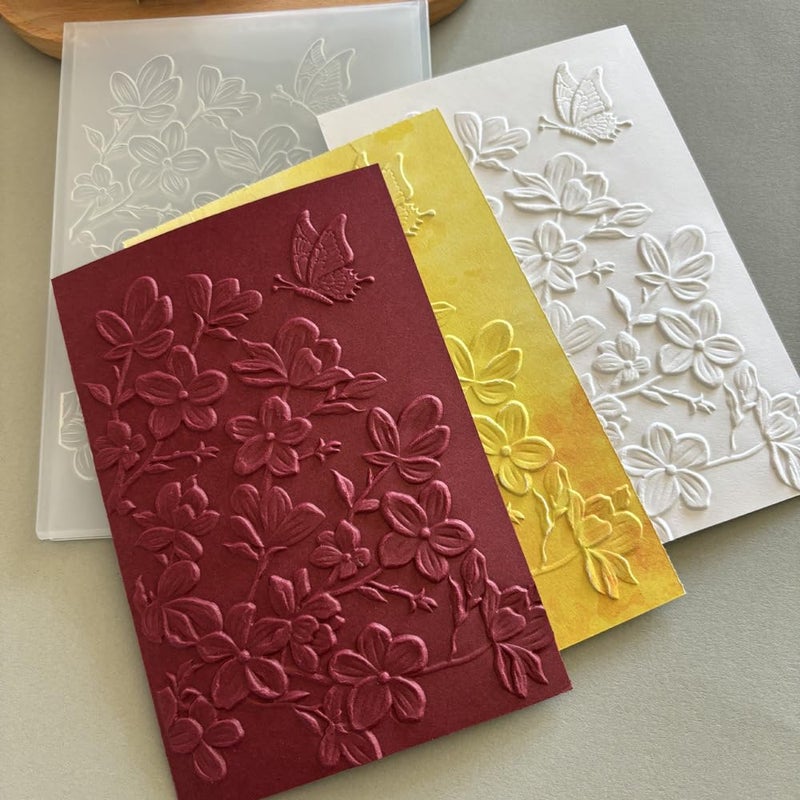 Arbuya 3D Plastic Embossing Folders for Card Making 3 d Flowers Butterfly Texture Embossing Folder for Scrapbooking Paper Crafting Home Decoration - Image 5