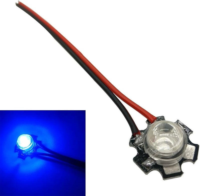 Blue 460 45 Degree LED COB Chip Light Bulb 3W 700mA 10 Sets with Bracket and Wires for DIY - Image 3