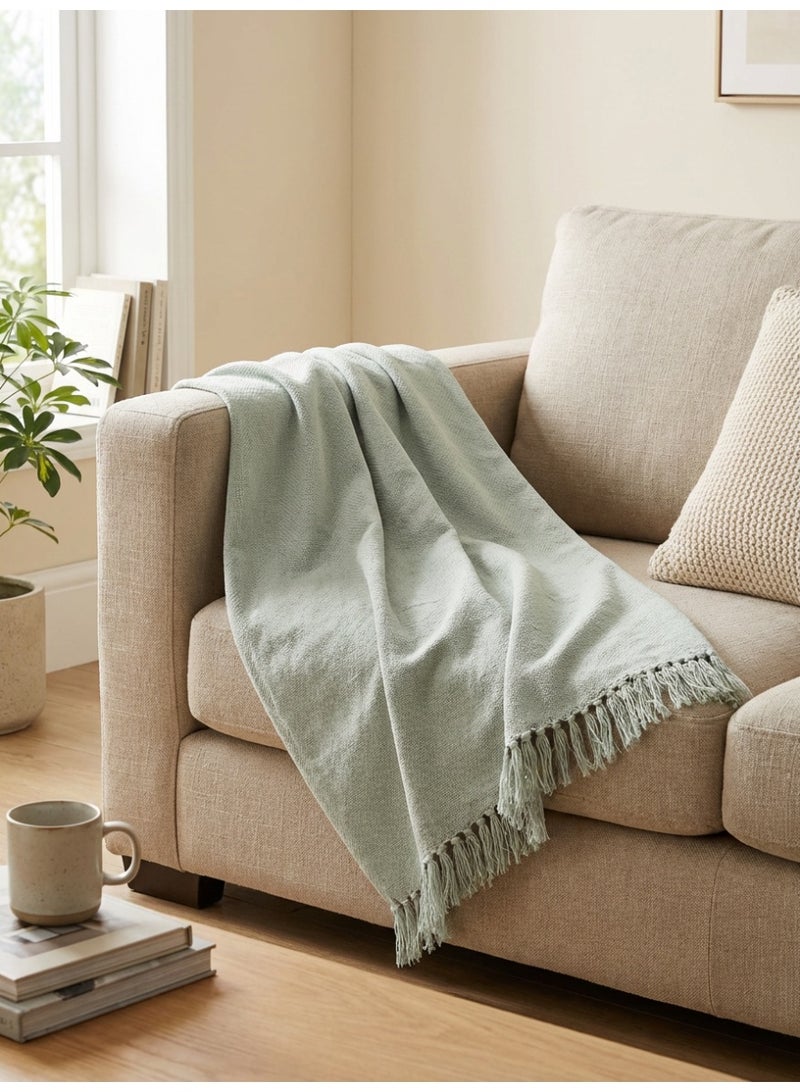 Ambrosia 130 x 160 cm Premium Cotton Throw White Blanket 400GSM Soft Breathable Cozy Boho Fringed Bed Runner Couch Cover for Sofa Travel Picnic - Image 5
