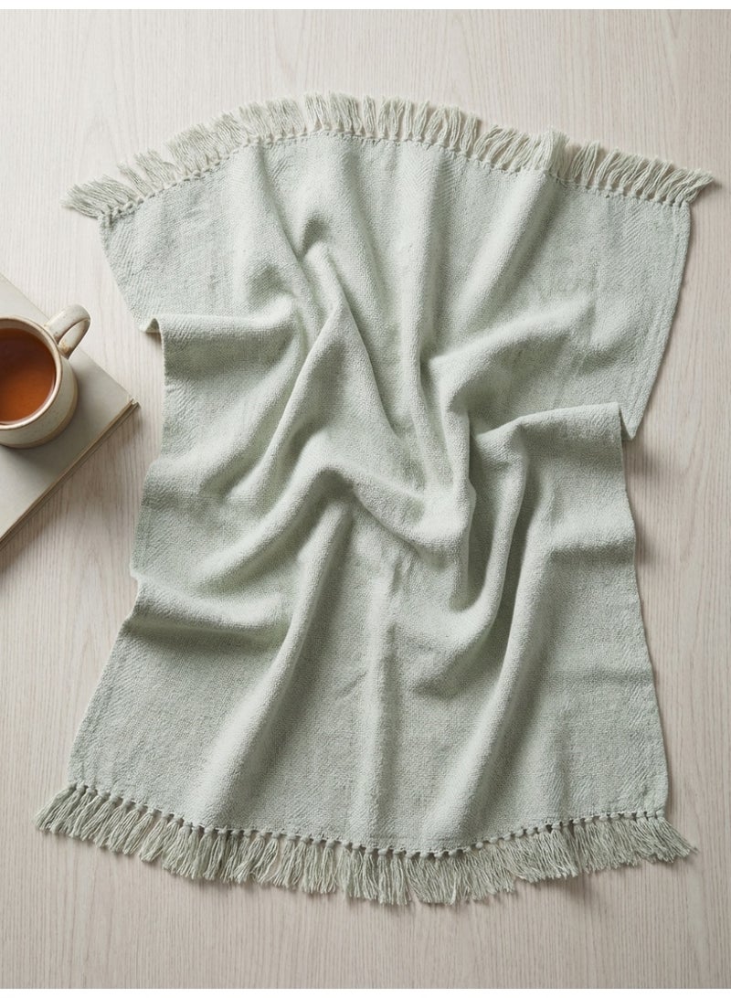 Ambrosia 130 x 160 cm Premium Cotton Throw White Blanket 400GSM Soft Breathable Cozy Boho Fringed Bed Runner Couch Cover for Sofa Travel Picnic - Image 3