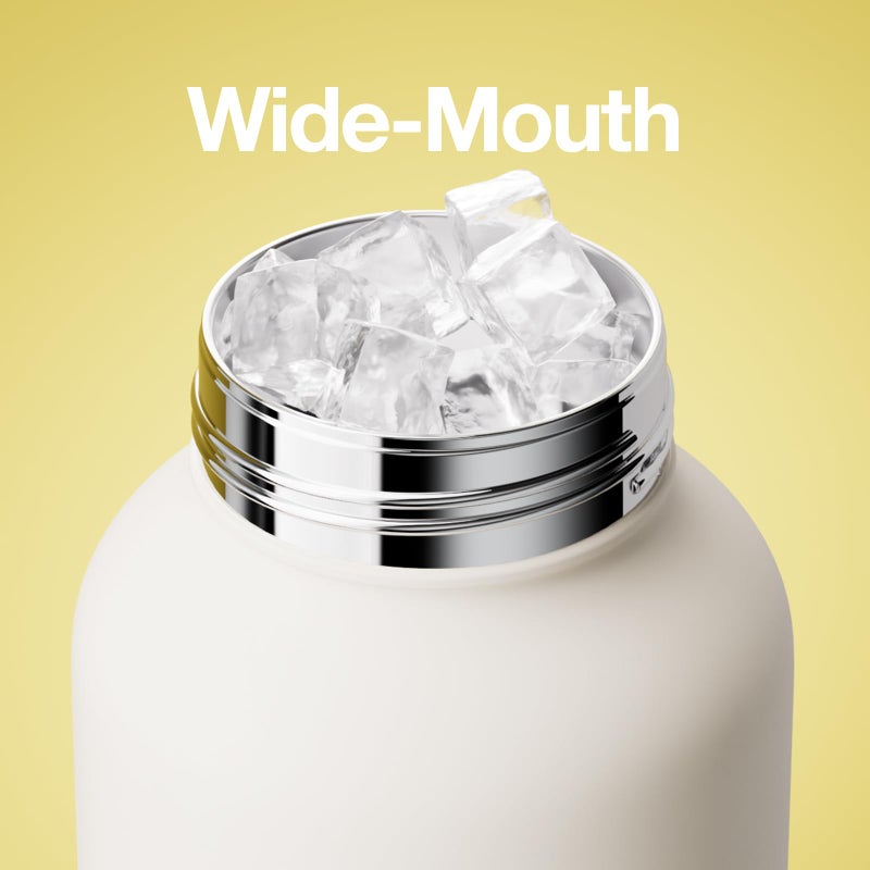 CHAKO LAB Water Bottle with Straw and Carry Handle | Wide Mouth vacuum Ceramic Liner | Reusable, leak-proof and BPA-free | 33oz(Cake) - Image 2