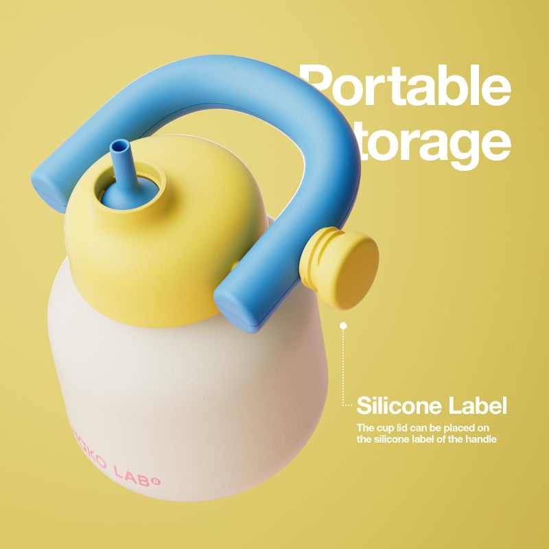 CHAKO LAB Water Bottle with Straw and Carry Handle | Wide Mouth vacuum Ceramic Liner | Reusable, leak-proof and BPA-free | 33oz(Cake) - Image 4