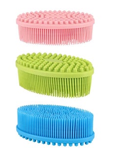 Excellence 3 Pack Silicone Loofah Body Scrubber Soft Silicone Loofahs Bath Brush Easy To Clean for Shower Massaging Spa Gym Travel Outdoor Gift for Baby Wife Mens Friend Family