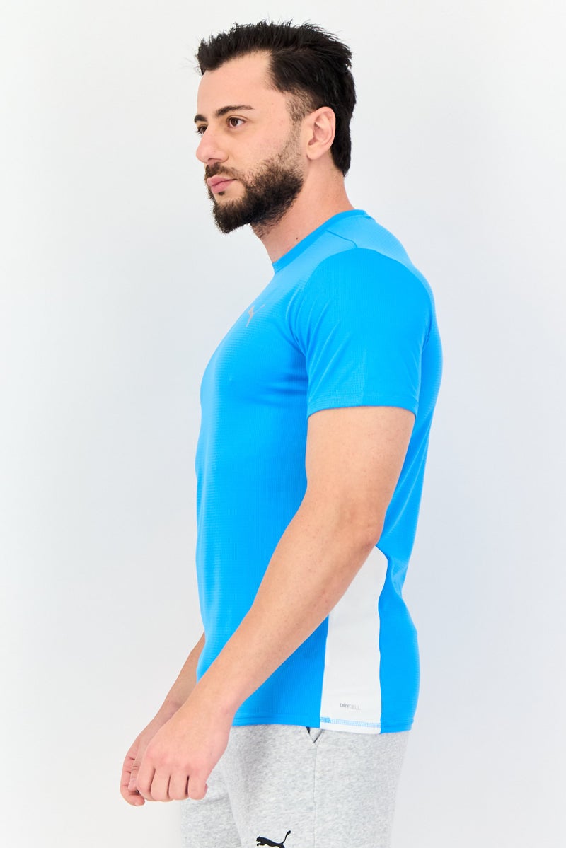 PUMA تي شيرت رياضي للرجال بأكمام قصيرة بشعار العلامة التجارية، تركواز - Image 2