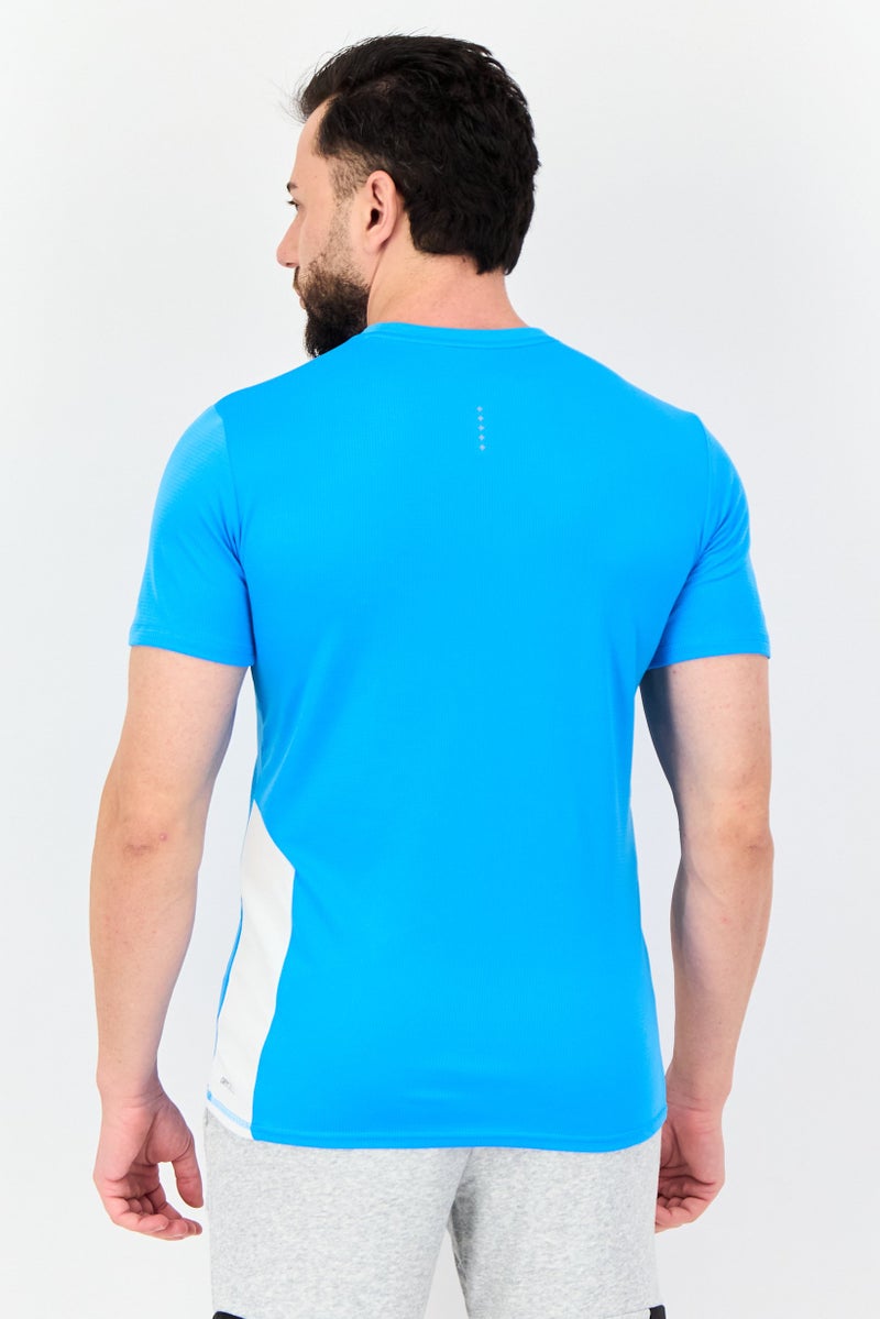 PUMA تي شيرت رياضي للرجال بأكمام قصيرة بشعار العلامة التجارية، تركواز - Image 3