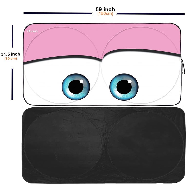 Güvenç Gven Car Sun Shade Windshield The Original Patented Eyes Pink Car Accessories 2025 Sun Shade for Women Drivers Cute Girly Cover for Front Window Sunshades Summer Heat Portection(Pink, S) - Image 2