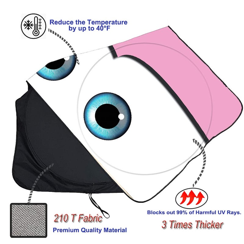 Güvenç Gven Car Sun Shade Windshield The Original Patented Eyes Pink Car Accessories 2025 Sun Shade for Women Drivers Cute Girly Cover for Front Window Sunshades Summer Heat Portection(Pink, S) - Image 5