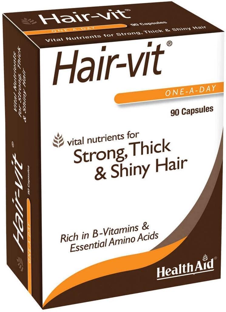 HealthAid Hair VIT Capsules - 90 Count for Strong, Thick, and Shiny Hair with B-Vitamins and Essential Amino Acids - Image 1