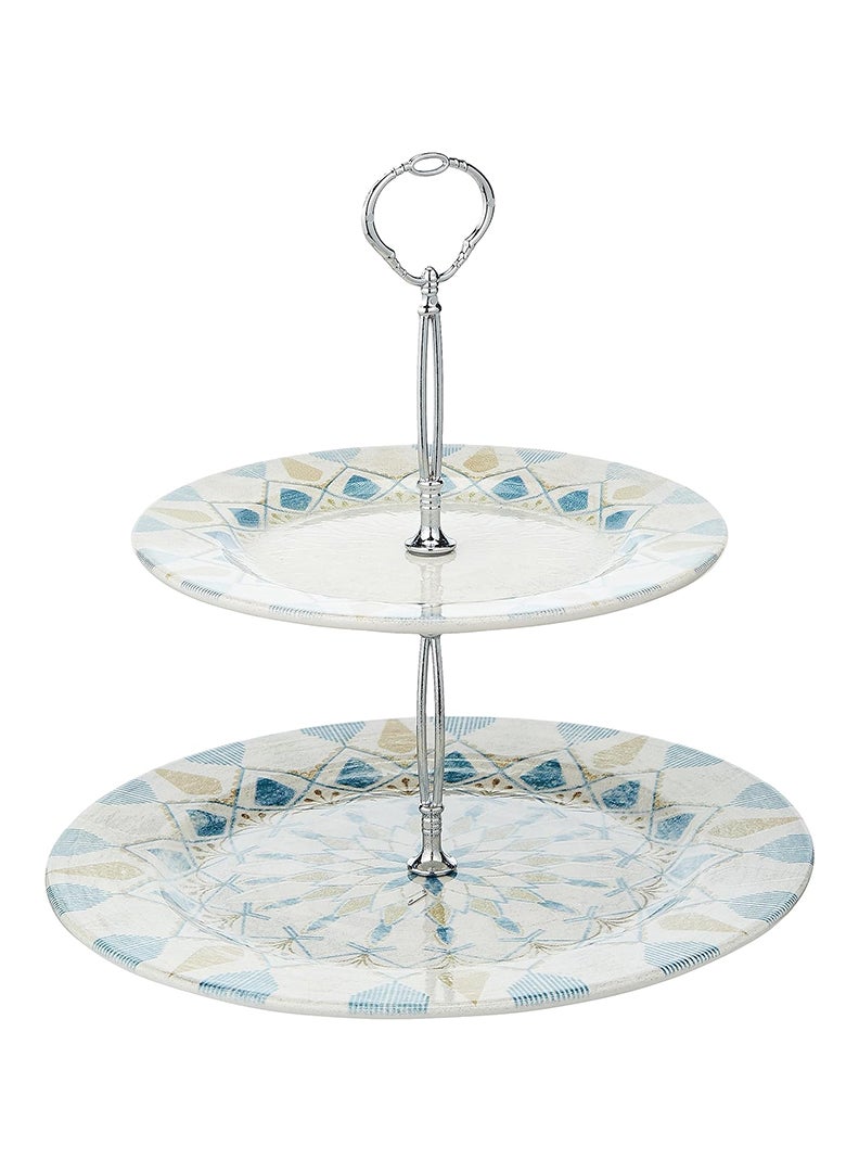 EDESSA Montessa Porcelain Ceramic 2 Tier Cake Stand 20 and 27cm - Elegant Display Stand for Stunning Cake Presentations - Image 1