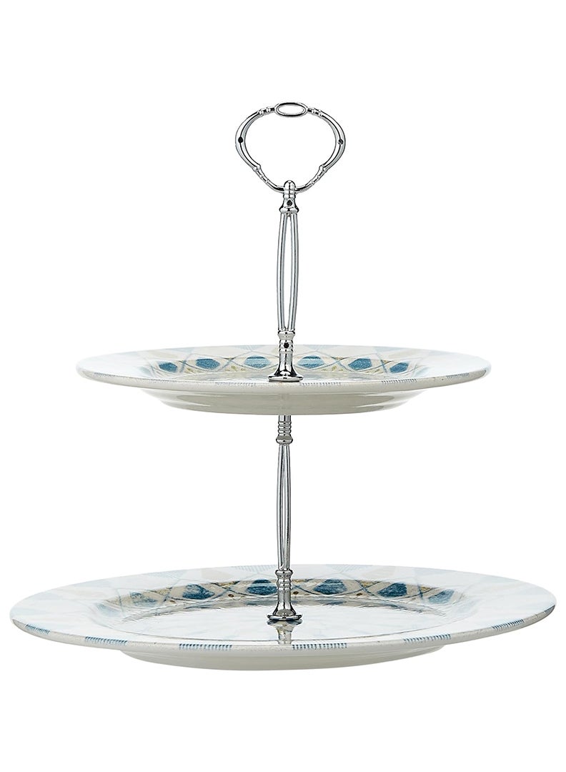 EDESSA Montessa Porcelain Ceramic 2 Tier Cake Stand 20 and 27cm - Elegant Display Stand for Stunning Cake Presentations - Image 2