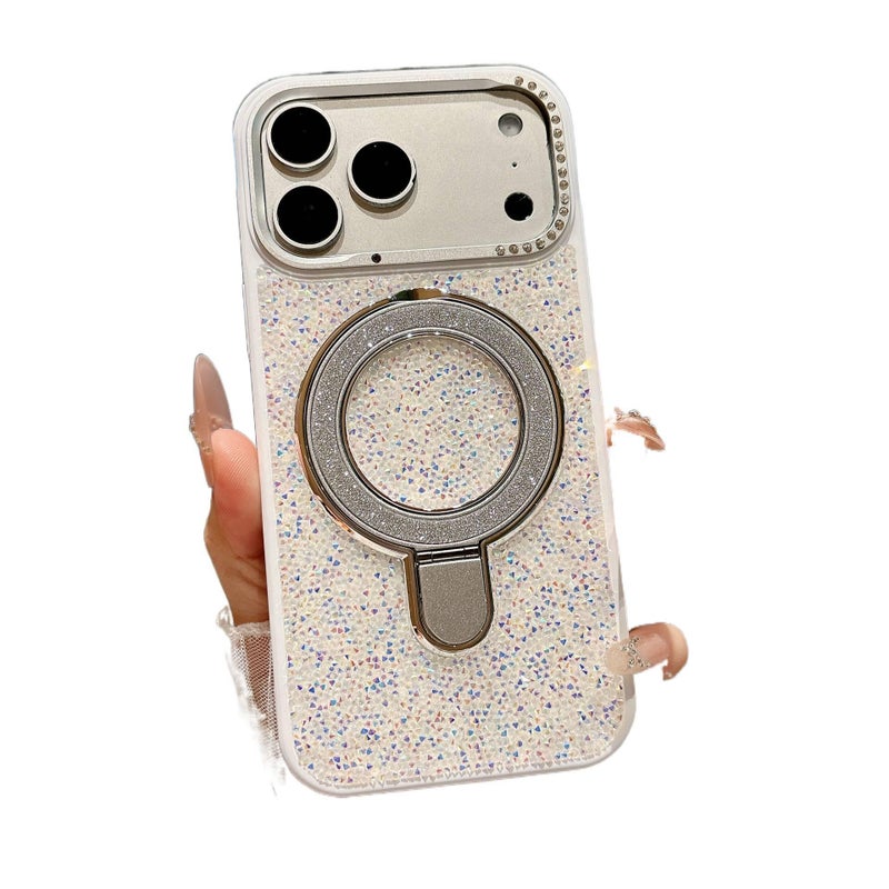 TPU+PC MagSafe Case for iPhone 15 / 15 Plus / 15 Pro / 15 Pro Max with Drop Protection and Kickstand plus Shockproof plus Strong Magnetic plus Scratch Resistant in White - Layan Lure - Image 1