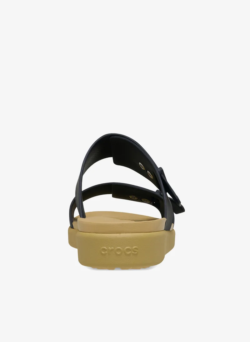 Crocs Black/Tan Brooklyn Buckle Slip On Sandals for Women | Best Price UAE