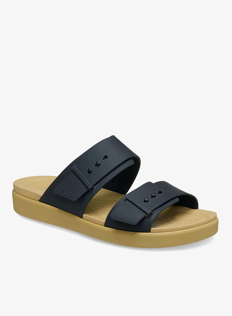 Crocs Black/Tan Brooklyn Buckle Slip On Sandals for Women | Best Price UAE