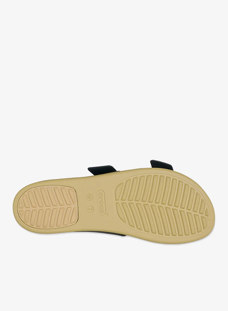 Crocs Black/Tan Brooklyn Buckle Slip On Sandals for Women | Best Price UAE