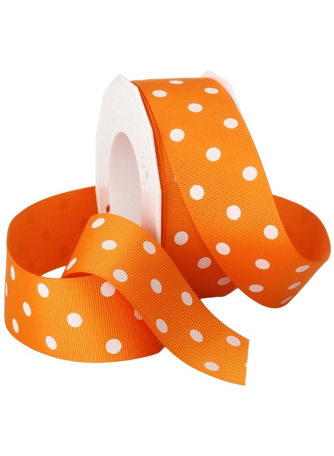 MorexGrosgrain Ribbon Tangerine with White dots 3908.38 20-668