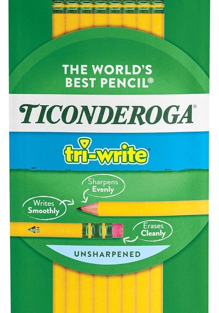 Ticonderoga Dixon Ticonderoga Tri-Write Wooden Pencils, #2 HB Soft Lead, 8 Count - Image 1