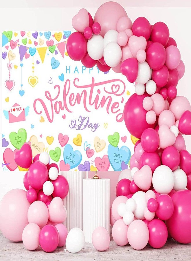 موكسيكا خلفية لافتة عيد الحب السعيد من موتشيكا، زينة لافتة حفلة عيد الحب على شكل قلب محادثة لطيف، خلفيات تصوير رومانسية باللون الوردي - Image 3