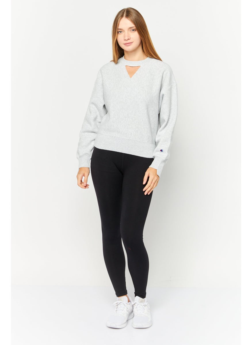 Champion Women Sportswear Fit Long Sleeve Outdoor Sweatshirts, Heather Grey  - Image 2