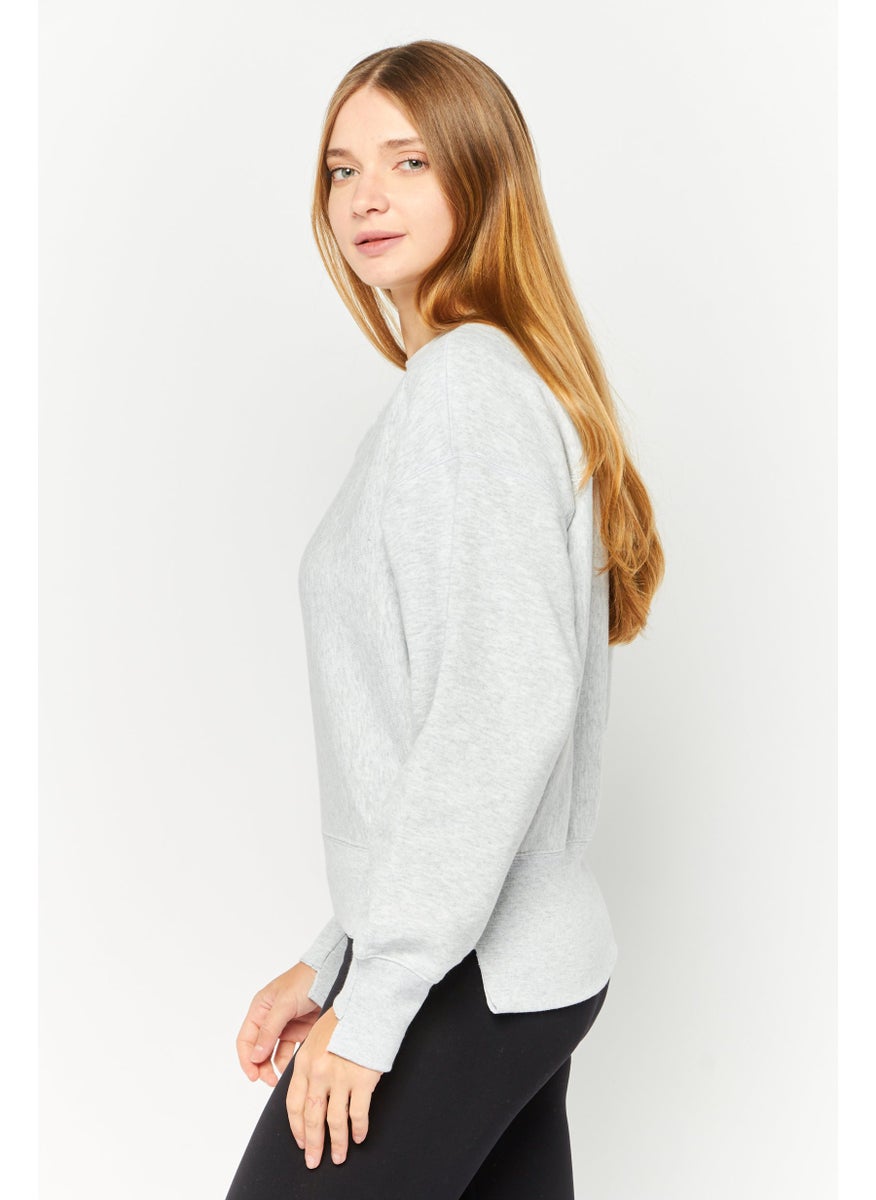 Champion Women Sportswear Fit Long Sleeve Outdoor Sweatshirts, Heather Grey  - Image 3