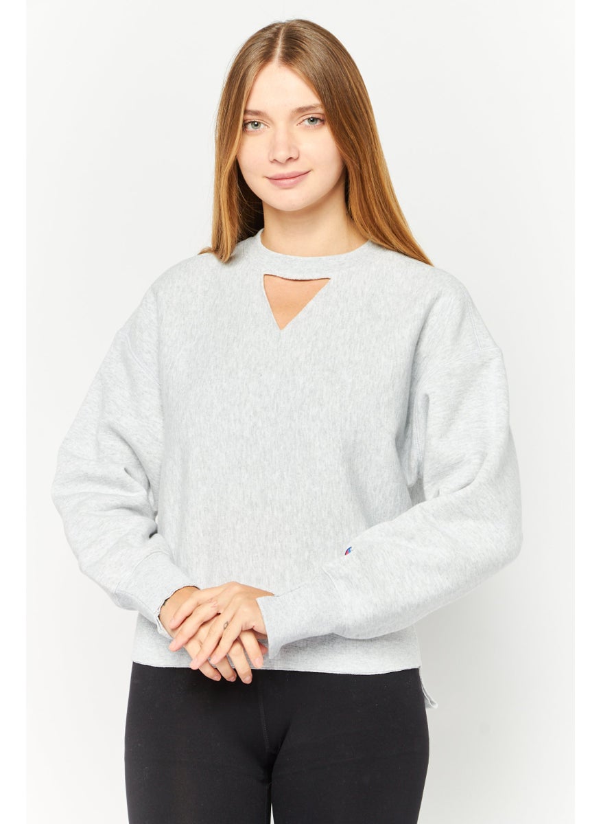 Champion Women Sportswear Fit Long Sleeve Outdoor Sweatshirts, Heather Grey  - Image 1