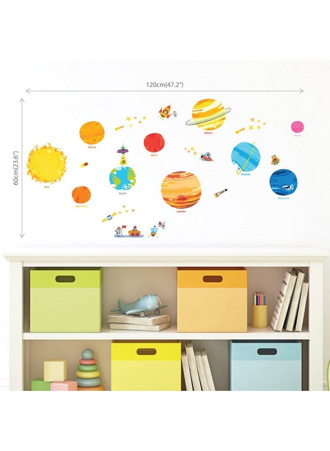 ديكو وال ملصقات حائط للأطفال من DECOWALL DS-8017 على شكل كواكب وفضاء، ملصقات حائط قابلة للإزالة وقابلة للتقشير واللصق لغرف نوم الأطفال وغرف المعيشة (صغيرة) - Image 3