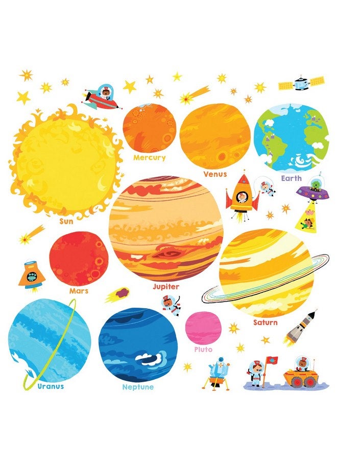 ديكو وال ملصقات حائط للأطفال من DECOWALL DS-8017 على شكل كواكب وفضاء، ملصقات حائط قابلة للإزالة وقابلة للتقشير واللصق لغرف نوم الأطفال وغرف المعيشة (صغيرة) - Image 1