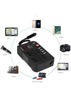 BYGD 300W Car Power Inverter DC 12V/24V to 220V AC with 4 USB Ports Fast Charging with 2 Universal Sockets with Multifunctional LED Display Photovoltaic Inverter  - Image 2
