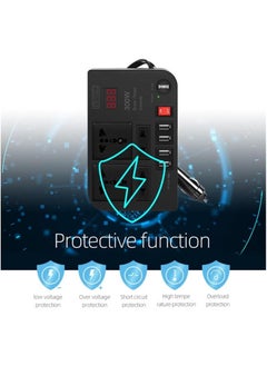 BYGD 300W Car Power Inverter DC 12V/24V to 220V AC with 4 USB Ports Fast Charging with 2 Universal Sockets with Multifunctional LED Display Photovoltaic Inverter  - Image 4