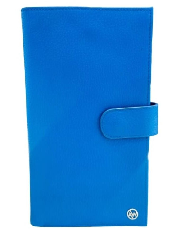 إيه دبليو حقيبة يد جلدية طويلة كبيرة المحفظة محفظة محفظة جواز سفر الأعمال بطاقة الائتمان حامل المحفظة - Image 1