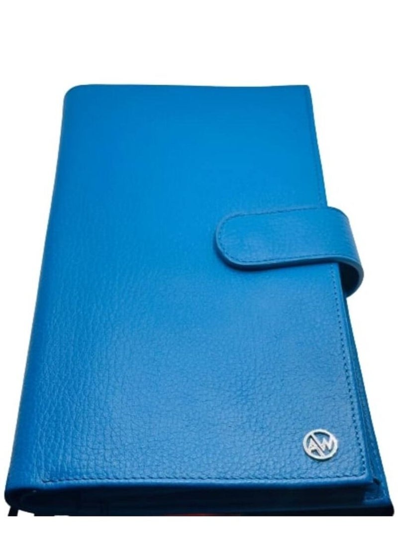 إيه دبليو حقيبة يد جلدية طويلة كبيرة المحفظة محفظة محفظة جواز سفر الأعمال بطاقة الائتمان حامل المحفظة - Image 3