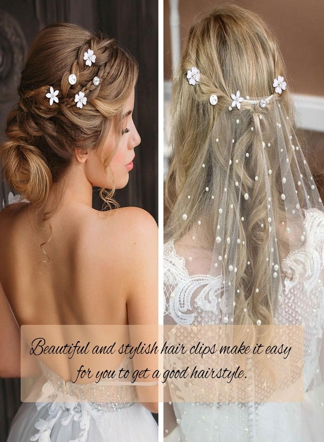 YISSION 20Pcs Mini Flower Hair Accessories: Cute Rhinestone and Pearl Hair Pins, Decorative Barrettes for Wedding, Bridal and Girls - Image 2