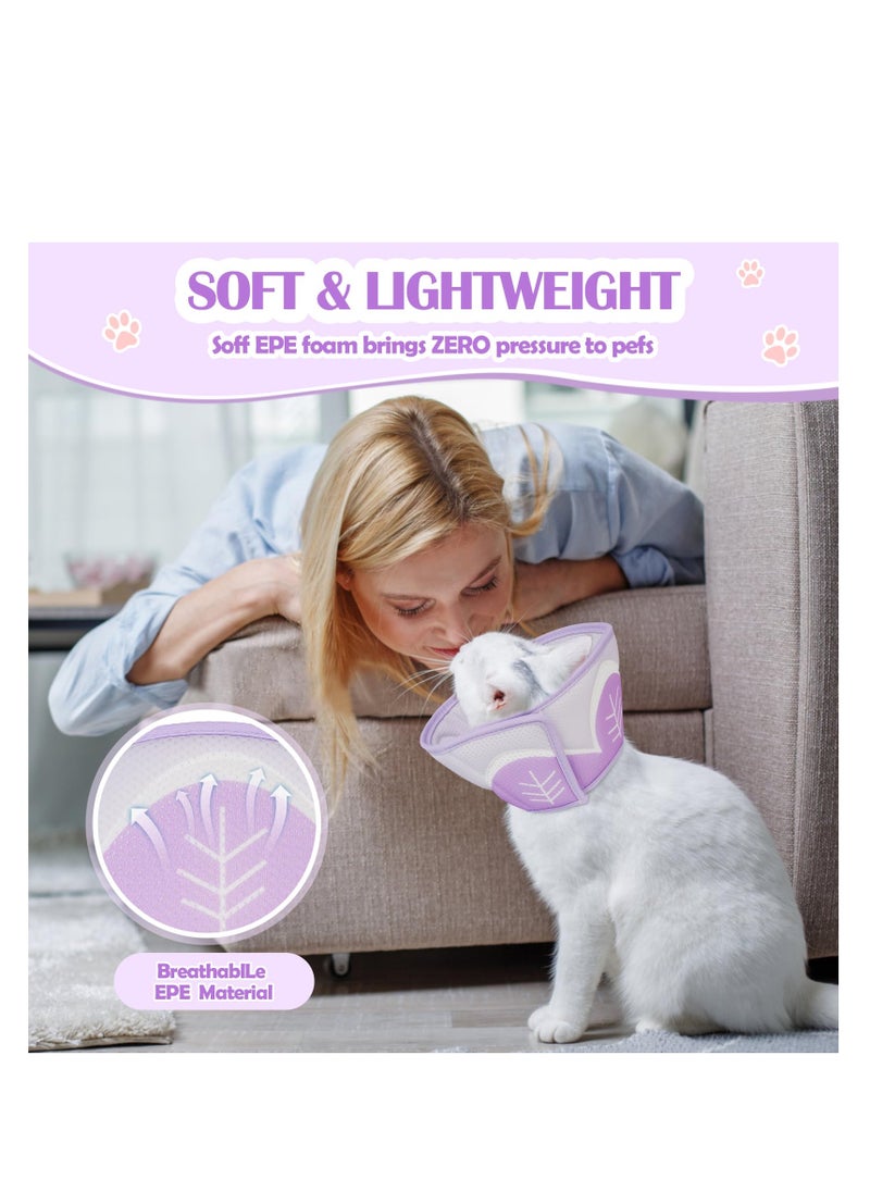 SYOSI - Soft Cat Cone Collar, to Stop Licking and Scratching, Cat Cone for Cats After Surgery for Small Medium Large Cats, Adjustable Recovery Elizabethan Collar for Cats, Kittens, Rabbits (Purple) - Image 1