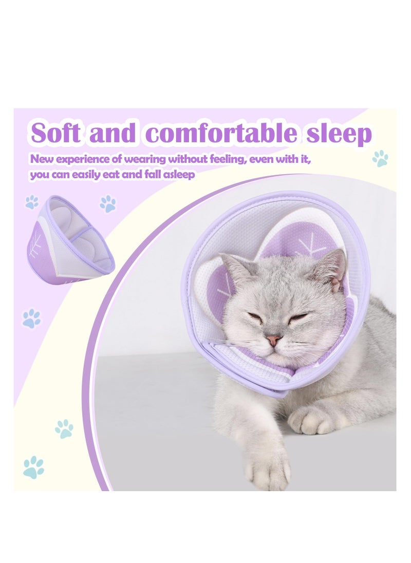 SYOSI - Soft Cat Cone Collar, to Stop Licking and Scratching, Cat Cone for Cats After Surgery for Small Medium Large Cats, Adjustable Recovery Elizabethan Collar for Cats, Kittens, Rabbits (Purple) - Image 1