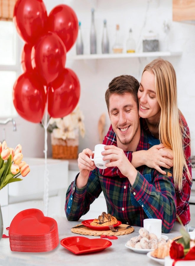 FOIMAS 24pcs Red Heart Shaped Paper Plates, Valentine's Day Plates Valentine Disposable Tableware Plate for Wedding Birthday Party Supplies - Image 5