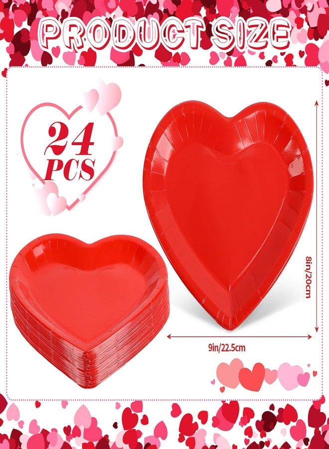 FOIMAS 24pcs Red Heart Shaped Paper Plates, Valentine's Day Plates Valentine Disposable Tableware Plate for Wedding Birthday Party Supplies - Image 2