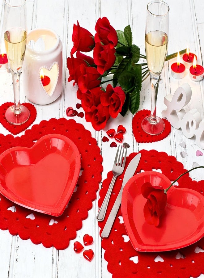 FOIMAS 24pcs Red Heart Shaped Paper Plates, Valentine's Day Plates Valentine Disposable Tableware Plate for Wedding Birthday Party Supplies - Image 4