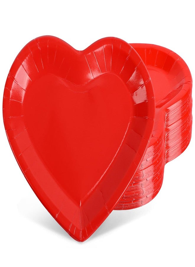 FOIMAS 24pcs Red Heart Shaped Paper Plates, Valentine's Day Plates Valentine Disposable Tableware Plate for Wedding Birthday Party Supplies - Image 1