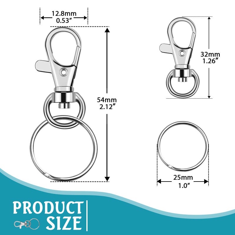 Flasoo 140Pcs Keychain Hardware with 70 Swivel Clasps Lanyard Snap Hooks and 70 Keychain Rings for DIY Crafts, Resin and Jewelry Making - Image 4